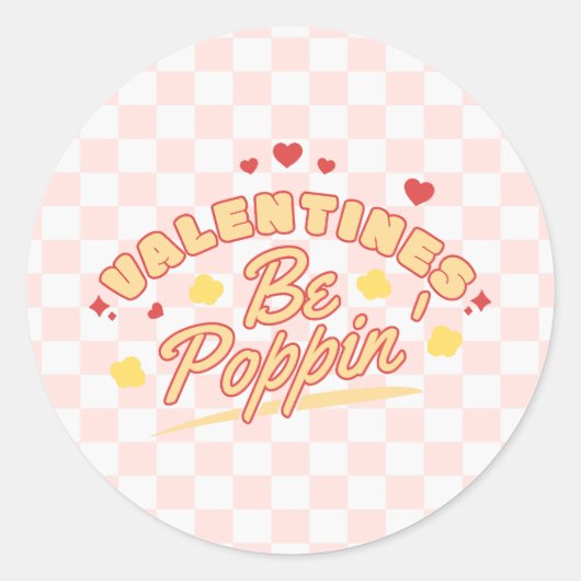 Valentijnse  worden poppin ronde sticker (Voorkant)