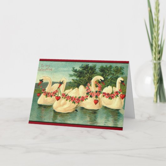  Valentijnse  Zwans en hart Feestdagen Kaart (Voorkant)