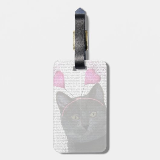 Valentijnse zwarte kat bagagelabel (Achterkant verticaal)