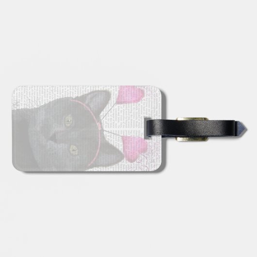 Valentijnse zwarte kat bagagelabel (Achterkant horizontaal)