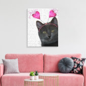 Valentijnse zwarte kat canvas afdruk (Insitu (Woonkamer))