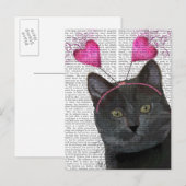 Valentijnse zwarte kat feestdagenkaart (Voorkant / Achterkant)