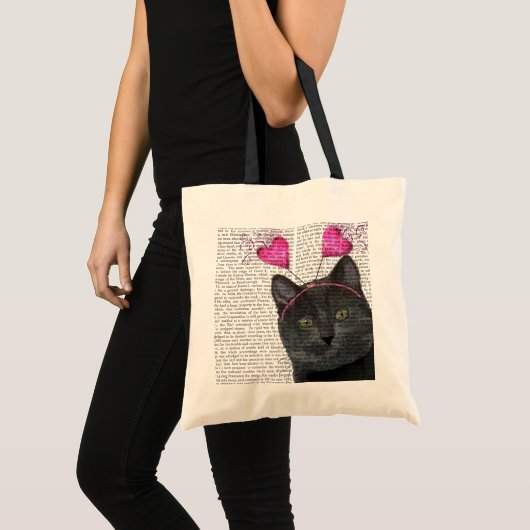 Valentijnse zwarte kat tote bag (Voorkant (product))