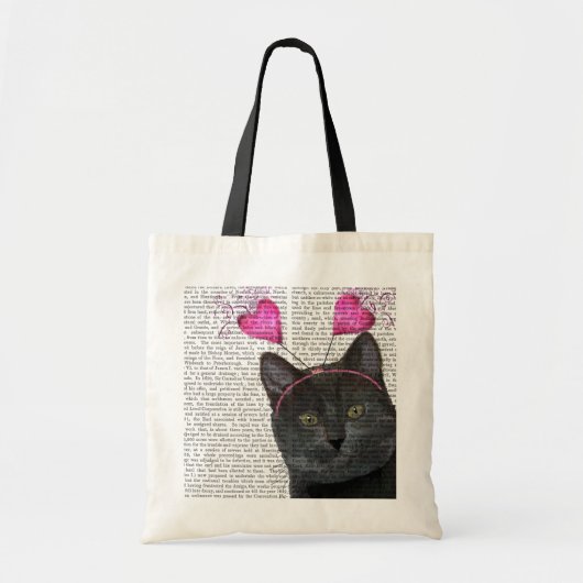 Valentijnse zwarte kat tote bag (Voorkant)