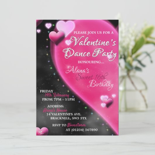 Valentijnse zweet 16 Dance Party-uitnodigingen Kaart (Staand voorkant)