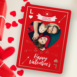 Valentijnsfamiliefoto Hart en Liefde Rood Roze Folie Uitnodiging