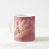 Valentijnsfee op Roze Wolken Fantasie Kunst Koffiemok (Voorkant links)