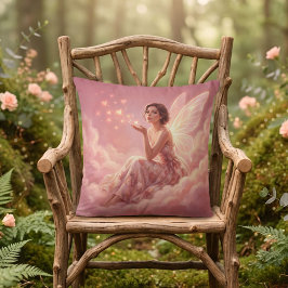 Valentijnsfee op Roze Wolken Fantasie Kunst Kussen