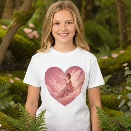Valentijnsfee op Roze Wolken Fantasie Kunst T-shirt