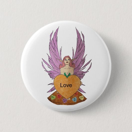 Valentijnsfee Ronde Button 5,7 Cm (Voorkant)