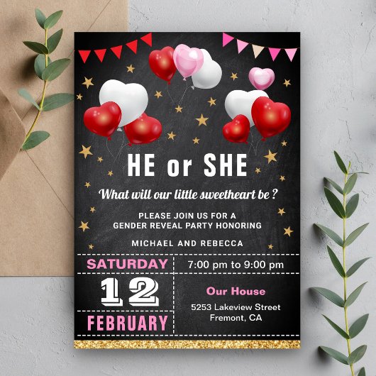 Valentijnsfeest Geslacht Reveal Feest Kaart