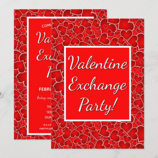 Valentijnsfeest met rode harten kaart (Voorkant / Achterkant)