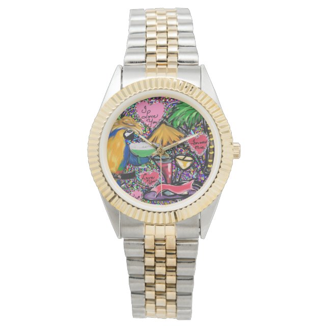 Valentijnsfeest Papegaai Horloge (Voorkant)