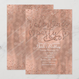 Valentijnsfeest Roze Roségoud Glam Uitnodigingen