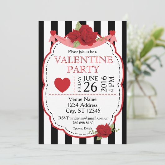 Valentijnsfeest Rozenfeest Uitnodiging (Staand voorkant)