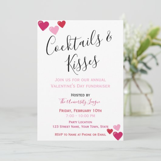 Valentijnsfeest Uitnodiging (Staand voorkant)