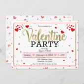 Valentijnsfeest Valentijnsdag Harten Rood Goud Kaart (Voorkant / Achterkant)