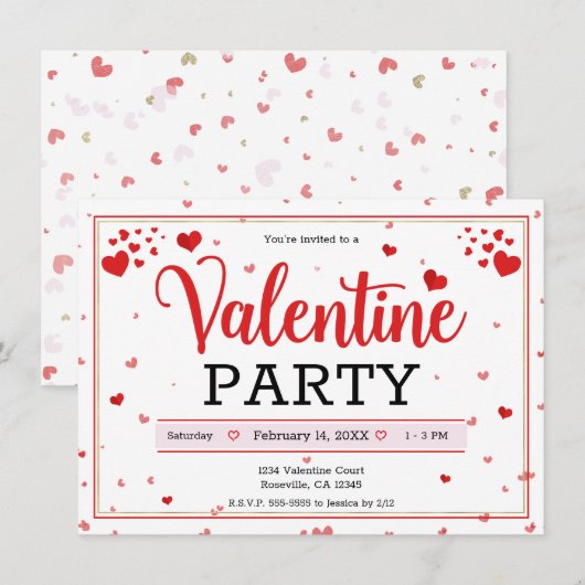 Valentijnsfeest Valentijnsdag Harten Rood Kaart (Voorkant / Achterkant)