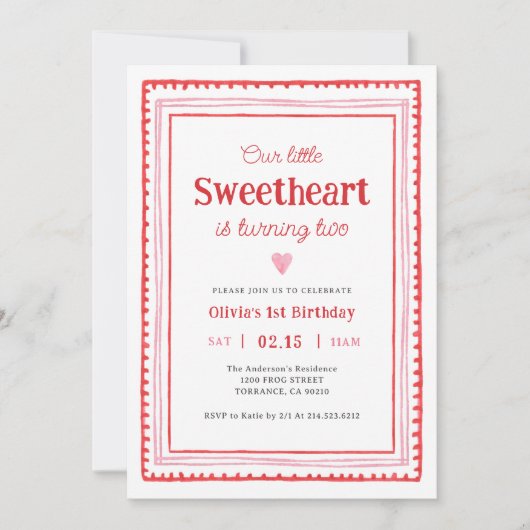 Valentijnsfeestje voor lieve schat 2e verjaardag kaart (Voorkant)