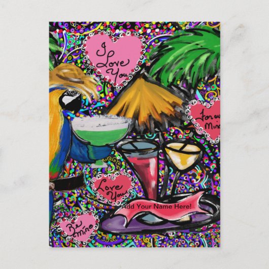 Valentijnsfeestpapegaai Briefkaart (Voorkant)