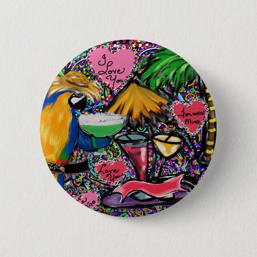 Valentijnsfeestpapegaai Ronde Button 5,7 Cm (Voorkant)