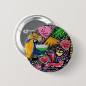 Valentijnsfeestpapegaai Ronde Button 5,7 Cm (Voorkant /achterkant)