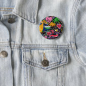 Valentijnsfeestpapegaai Ronde Button 5,7 Cm (In situ)