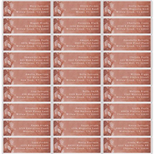 Valentijnsgastadreslabels in terracotta sticker (Voorkant)