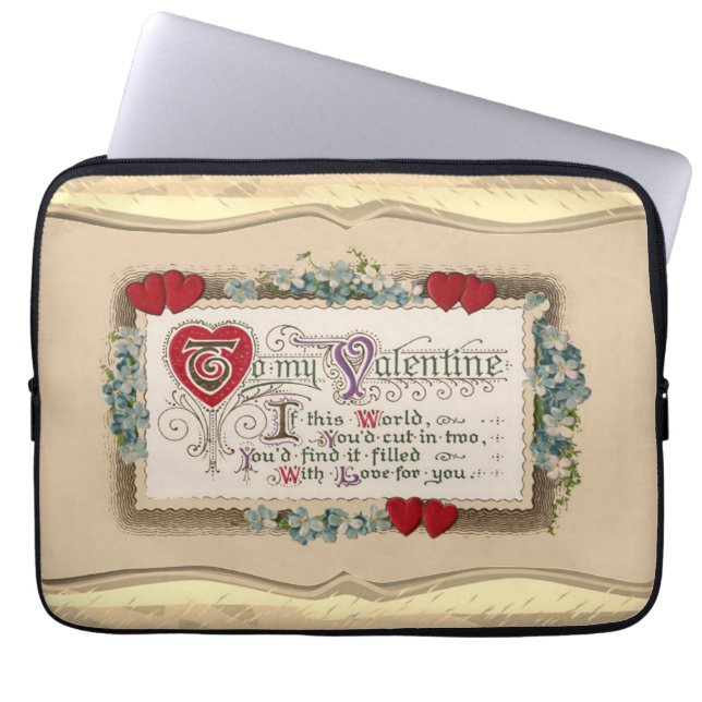 Valentijnsgedicht Met Hartjes Laptop Sleeve (Voorkant)