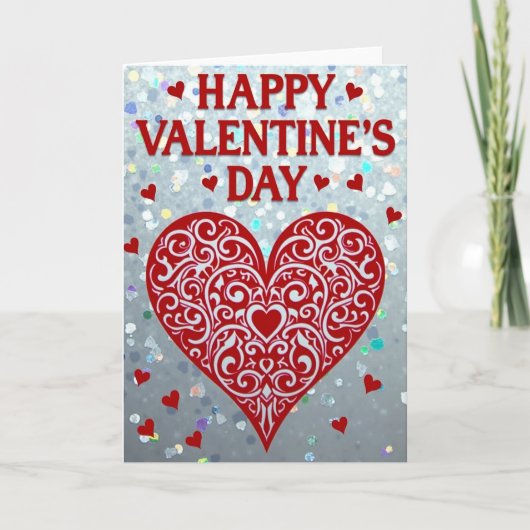 ValentijnsGlitter Scroll Hart Kaart (Voorkant)