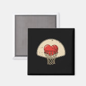 Valentijnshart Basketbal Hoepel Liefde Spelers Fan Magneet (Voorkant / Achterkant)