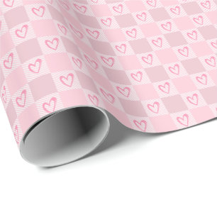 Valentijnshart Check Patroon Inpakpapier