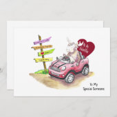 Valentijnshart Eland in Auto 5x7 Platte Kerstkaart (Voorkant / Achterkant)
