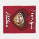 Valentijnshart hond liefde Aangepaste foto naam op Fleece Deken (Voorkant (Horizontaal))