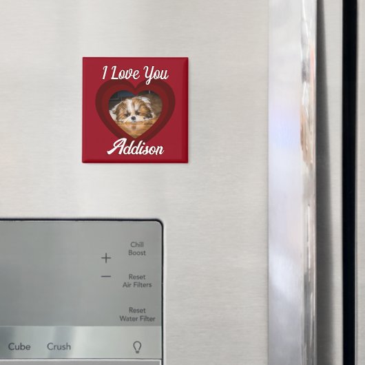 Valentijnshart hond liefde Aangepaste foto naam op Magneet (Insitu (Koelkast))