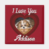 Valentijnshart hond liefde Aangepaste foto naam op Magneet (Voorkant)