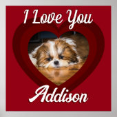 Valentijnshart hond liefde Aangepaste foto naam op Poster (Voorkant)