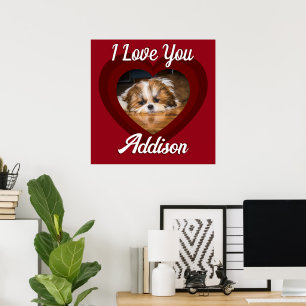 Valentijnshart hond liefde Aangepaste foto naam op Poster