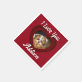 Valentijnshart hond liefde Aangepaste foto naam op Servet (Hoek)