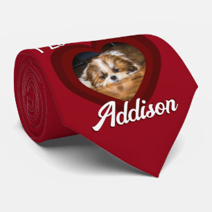 Valentijnshart hond liefde Aangepaste fotonaam op  Stropdas