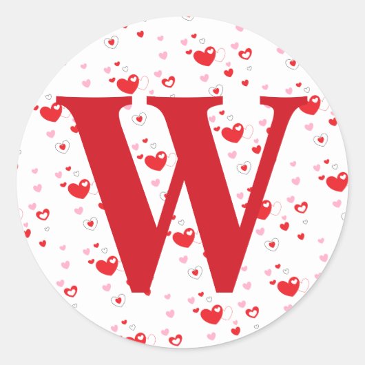 Valentijnshart Monogram Initiaal Ronde Sticker (Voorkant)