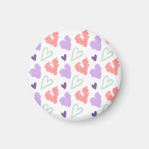 Valentijnshart Paars Roze Handgetekend Patroon Magneet