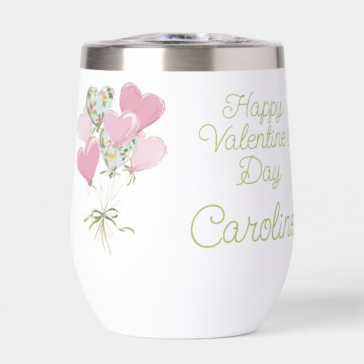 Valentijnshart Roze en Groene Hartballonnen (Voorkant)