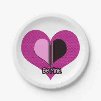 Valentijnshart Roze en Zwart Wees Van Mij Papieren Bordje