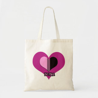 Valentijnshart Roze en Zwart Wees Van Mij Tote Bag