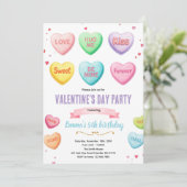 Valentijnshart snoep feest uitnodiging (Staand voorkant)