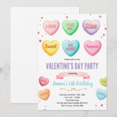 Valentijnshart snoep feest uitnodiging (Voorkant / Achterkant)
