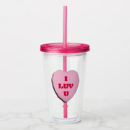 Valentijnshart snoepgoed acryl drinkbeker