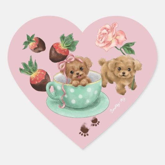 Valentijnshart voor Poodles Hart Sticker (Voorkant)