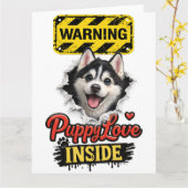 Valentijnshart voor puppy's kaart (Gele Bloem)